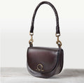 Cortina- Horse Bit Lock Luxury Leather Crossbody Handbag in Deep Brown