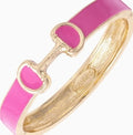 Majesty Horsebit Enamel Hinge Bangle in Pink