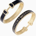 Kentucky Derby Enamel Horsebit Hinge Bangle in Black