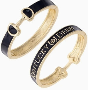 Kentucky Derby Enamel Horsebit Hinge Bangle in Black