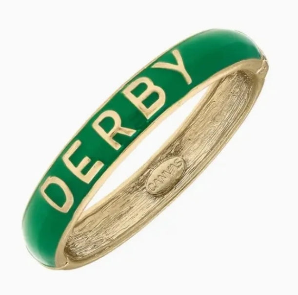 Derby Sculpted Enamel Hinge Bangle in Green