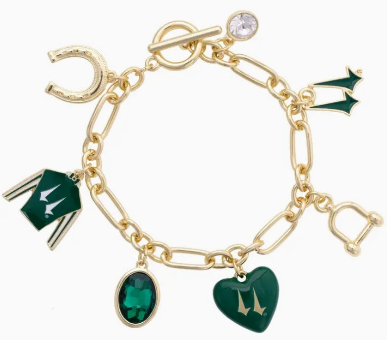 Churchill Downs Jockey Silk Enamel Charm Bracelet in Green